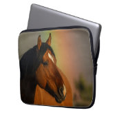Wilder Hengst, Goldenes Licht und Regenbogen Laptopschutzhülle (Vorderseite Links)