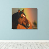 Wilder Hengst, Goldenes Licht und Regenbogen Leinwanddruck (Insitu (Holzboden))