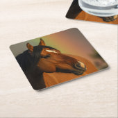 Wilder Hengst, Goldenes Licht und Regenbogen Rechteckiger Pappuntersetzer (angewinkelt)