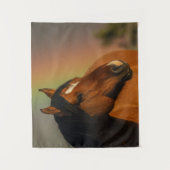 Wilder Hengst, Goldenes Licht und Regenbogen Wandteppich (Vorderseite)