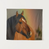 Wilder Hengst, Goldenes Licht und Regenbogen Wandteppich (Vorderseite (Horizontal))