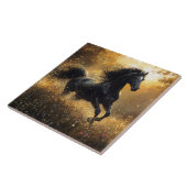 Wilder Hengst Schwarzer Hengst Mustang Fliese (Seite)
