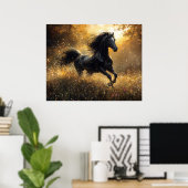 Wilder Hengst Schwarzer Hengst Mustang Poster (Heimbüro)
