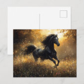 Wilder Hengst Schwarzer Hengst Mustang Postkarte (Vorne/Hinten)