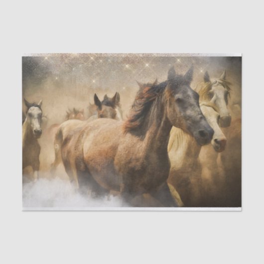 Wilder Herd Pferde Dekoupage Tissue Seidenpapier (Vorderseite)