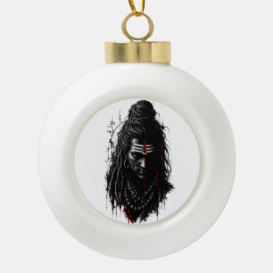 Wilder Herr Shiva Mahakal Grunge Dunkle Spritzkuns Keramik Kugel-Ornament