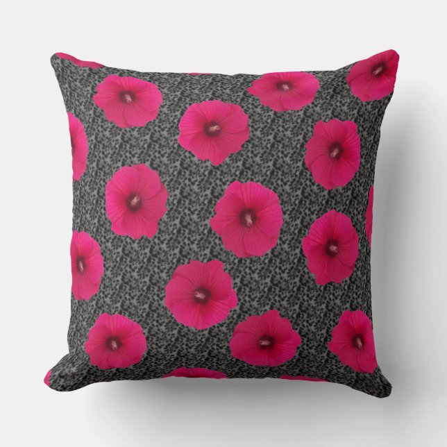 Wilder Hibiskus - Mau Silver Throw Kissen (Vorderseite)
