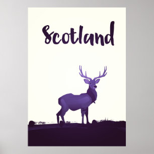 Wilder Hirsch in Highland-Schottland Tinten-Reisep Poster
