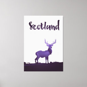 Wilder Hirsch in Schottland Tinte Reiseposter Leinwanddruck