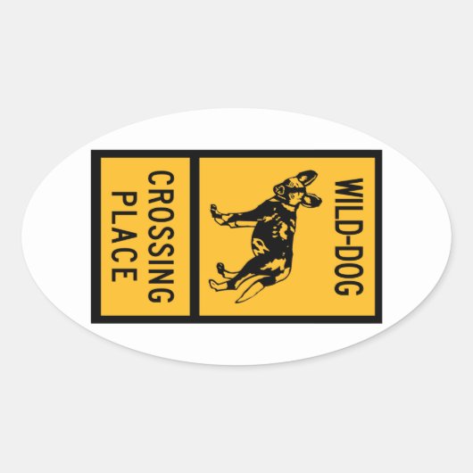 Wilder Hund überquert Platz, Zeichen, Simbabwe Ovaler Aufkleber (Vorderseite)