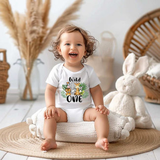 Wilder Junge 1. Geburtstag Dschungel-Safari Süßes Baby T-shirt