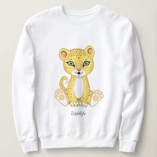Wilder Junger Leopard Tier Cartoon Sweatshirt (Design vorne)