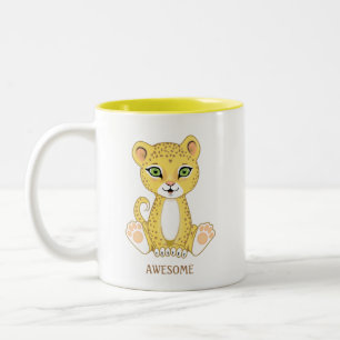 Wilder junger Leopard Tier Cartoon Zweifarbige Tasse
