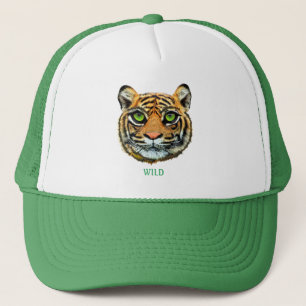 Wilder junger Tiger Gesicht & Kalligrafie Truckerkappe