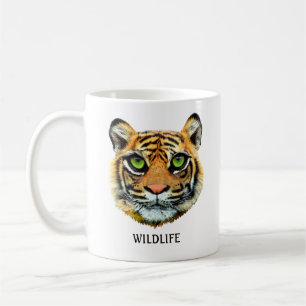 Wilder junger Tigerkopf & Kalligrafie Kaffeetasse