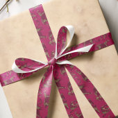 Wilder Jungle Leopard Gemustert rosa Satinband