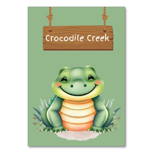 Wilder Jungle Safari Crocodile Creek Tafelzeichen Tischnummer (Vorderseite)