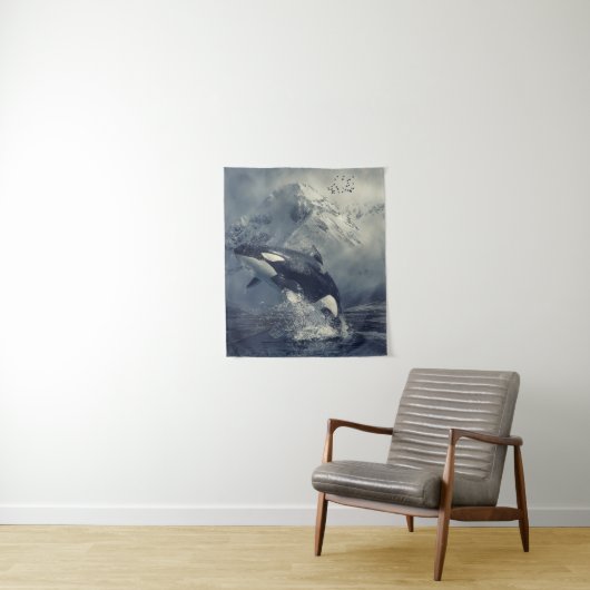 Wilder Killerwal Springen Wandteppich (Beispiel)