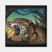 Wilder knurrender Jaguar-Dschungel-Kunst – Kräftig Magnet (Vorne)