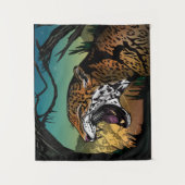Wilder knurrender Jaguar-Dschungel Wandteppich (Vorderseite)