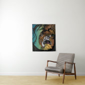 Wilder knurrender Jaguar-Dschungel Wandteppich (Beispiel)