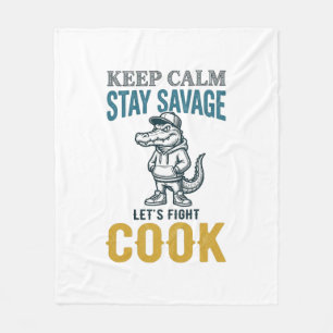 Wilder Koch-Alligator Vintage-Stich Grafik_1 Fleecedecke