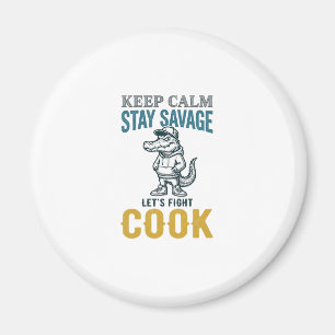 Wilder Kochalligator Vintage-Stich Grafik_1 Magnet