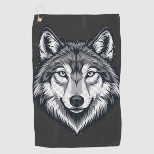 Wilder Kopf-Grafik-Golfhandtuch des einsamen Wolfe Golfhandtuch