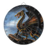 Wilder Kupfer-Gold-Schwarzer Drache Fantasy Dartscheibe (vorne)