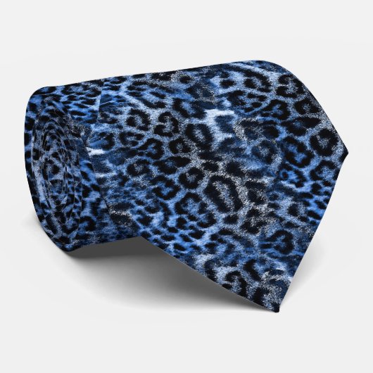 Wilder Leopard-blaue Saphir-Wut-Kunst Krawatte (Gerollt)