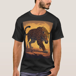 Wilder Leopard, der bei Sonnenuntergang schleicht T-Shirt
