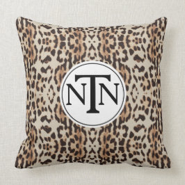 Wilder Leopard-Druck Monogramm-Browns Kissen
