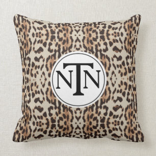 Wilder Leopard-Druck Monogramm-Browns Kissen