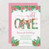 Wilder Leopard erster Geburtstag Einladung (Vorne/Hinten)