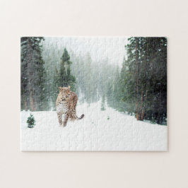 Wilder Leopard im Snow-Jigsaw-Puzzle Puzzle