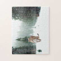 Wilder Leopard im Snow-Jigsaw-Puzzle