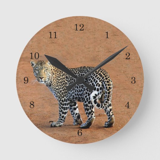 Wilder Leopard in Afrika Runde Wanduhr (Vorderseite)