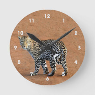 Wilder Leopard in Afrika Runde Wanduhr