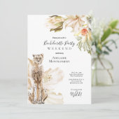 Wilder Leopard-Junggeselinnen-Abschied Wochenende Einladung (Stehend Vorderseite)