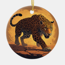 Wilder Leopard Streift bei Sonnenuntergang Umher