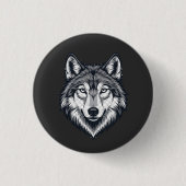 Wilder Lone Wolf Kopf Grafik Pinback Button (Vorderseite)