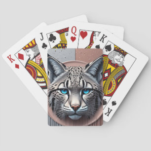 Wilder Luchs geometrisches Gesicht mit modernen De Spielkarten