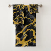 Wilder Marmor 8 - Schwarz und Gold, Grau Badhandtuch Set (Insitu)