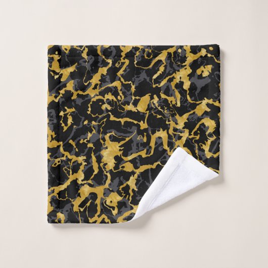 Wilder Marmor 8 - Schwarz und Gold, Grau Badhandtuch Set (Waschlappen)