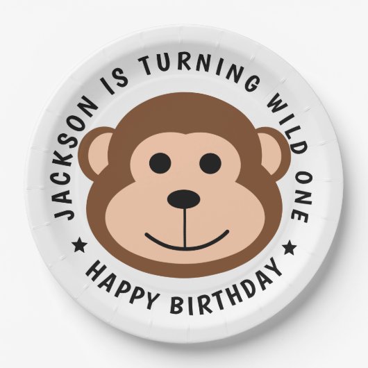 Wilder Monkey Jungle Safari Tierischer Kindergebur Pappteller (Vorderseite)
