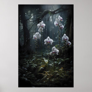 Wilder Orchideenwald-Druck, Dark Academia Gothic Poster