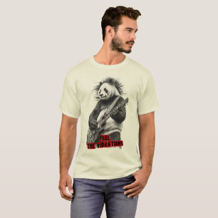 Wilder Panda spielt Rock & Roll auf einem Schwarze T-Shirt