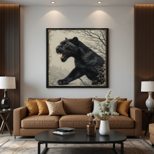 Wilder Panther Dark Fantasy Leinwanddruck