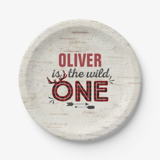 Wilder Pappteller 7" rustikaler Holzfäller wildes (Vorderseite)