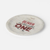 Wilder Pappteller 7" rustikaler Holzfäller wildes (Schrägansicht)